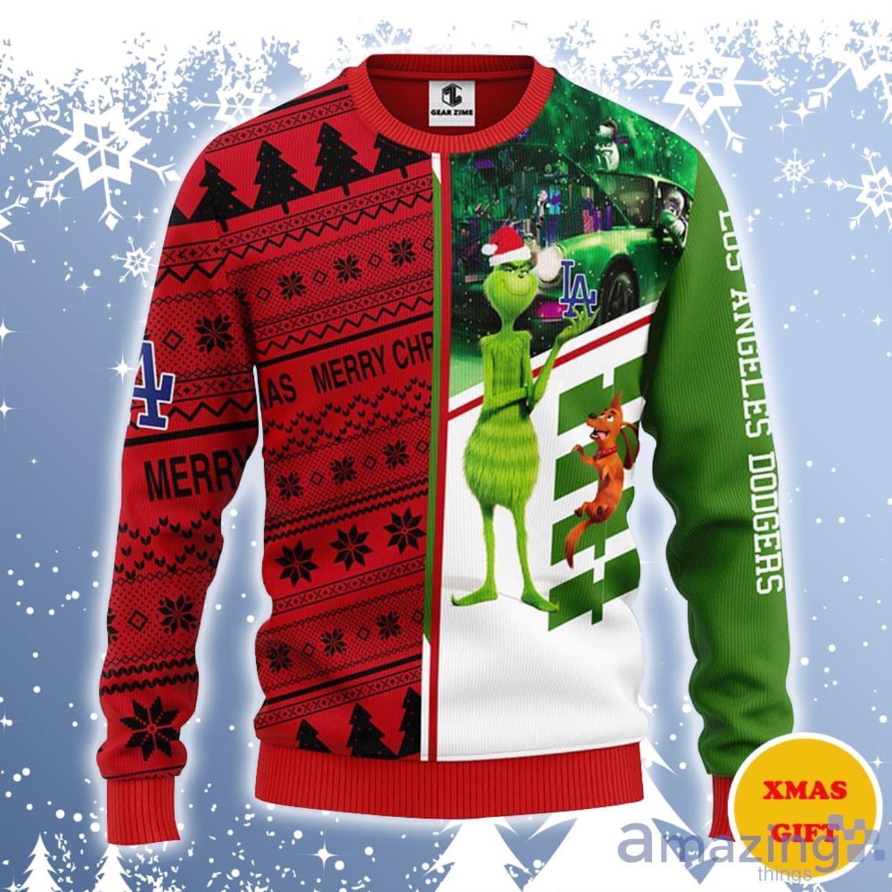 Los Angeles Dodgers Grinch & Scooby-doo Christmas Ugly Sweater - Jomagift