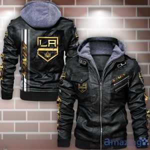 Los Angeles Kings Striped Style Leather Jacket For Fans Product Photo 1