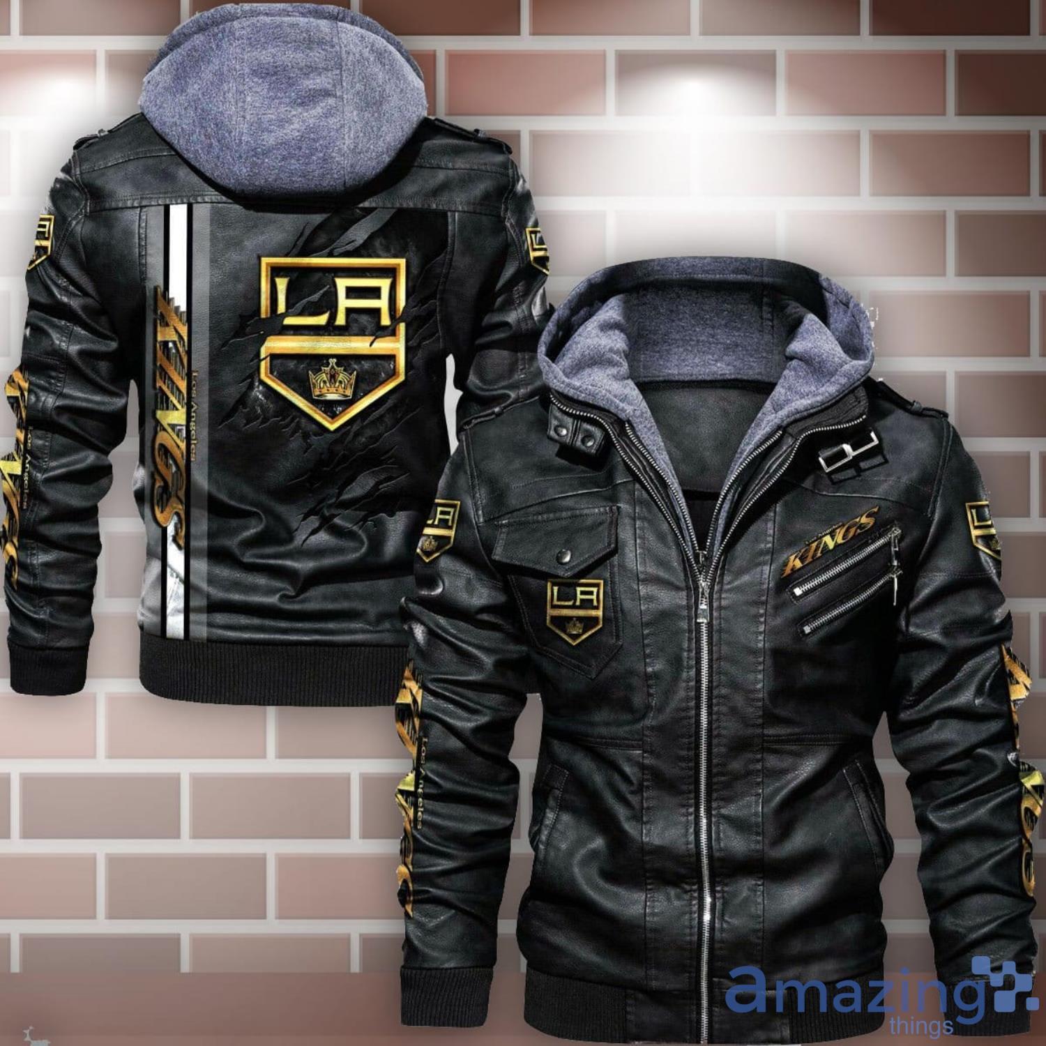 Los Angeles Kings Striped Style Leather Jacket For Fans image Los Angeles Kings Striped Style Leather Jacket For Fans Product Photo 1