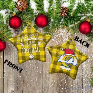 Los Angeles Rams Ceramic Ornament Christmas Pixel Art Tartan Background Product Photo 2