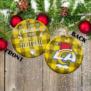 Los Angeles Rams Ceramic Ornament Christmas Pixel Art Tartan Background Product Photo 1