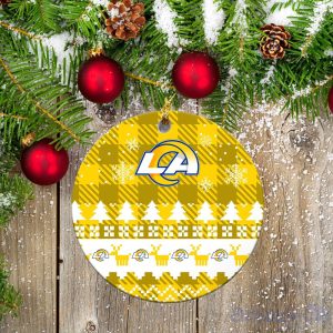 Los Angeles Rams Ceramic Ornament Christmas Pixel Art Tartan Background Gift For Xmas Product Photo 2