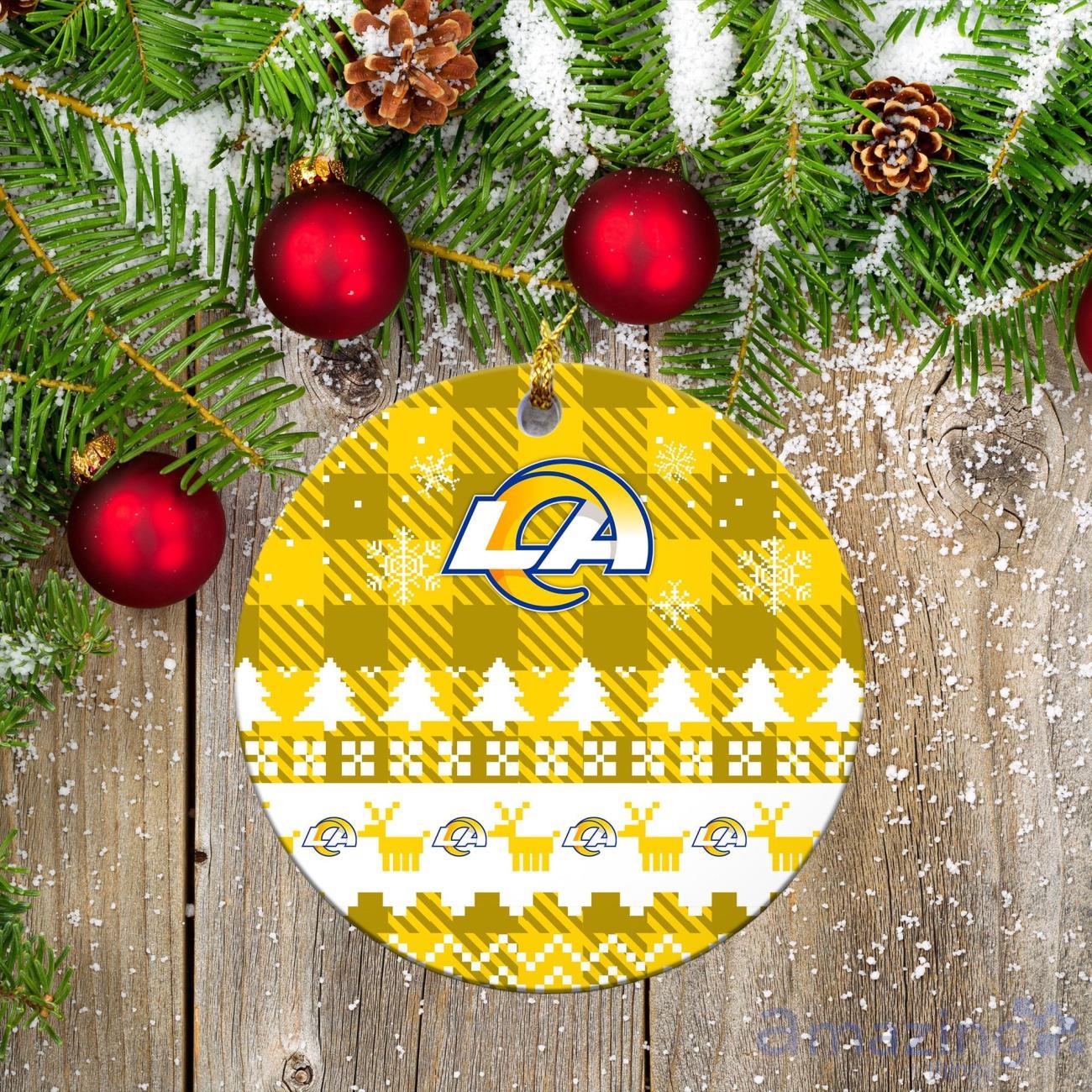 Los Angeles Rams Ceramic Ornament Christmas Pixel Art Tartan Background Gift For Xmas image Los Angeles Rams Ceramic Ornament Christmas Pixel Art Tartan Background Gift For Xmas Product Photo 2