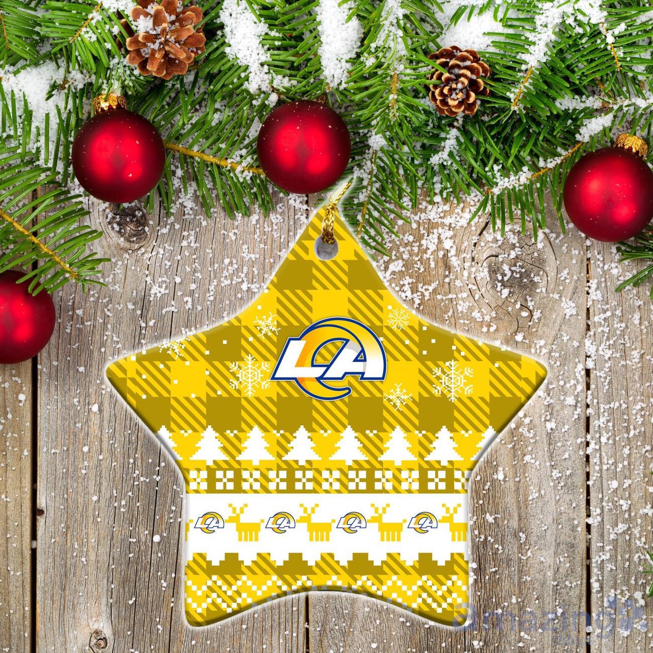 Los Angeles Rams Ceramic Ornament Christmas Pixel Art Tartan Background Gift For Xmas image Los Angeles Rams Ceramic Ornament Christmas Pixel Art Tartan Background Gift For Xmas Product Photo 1