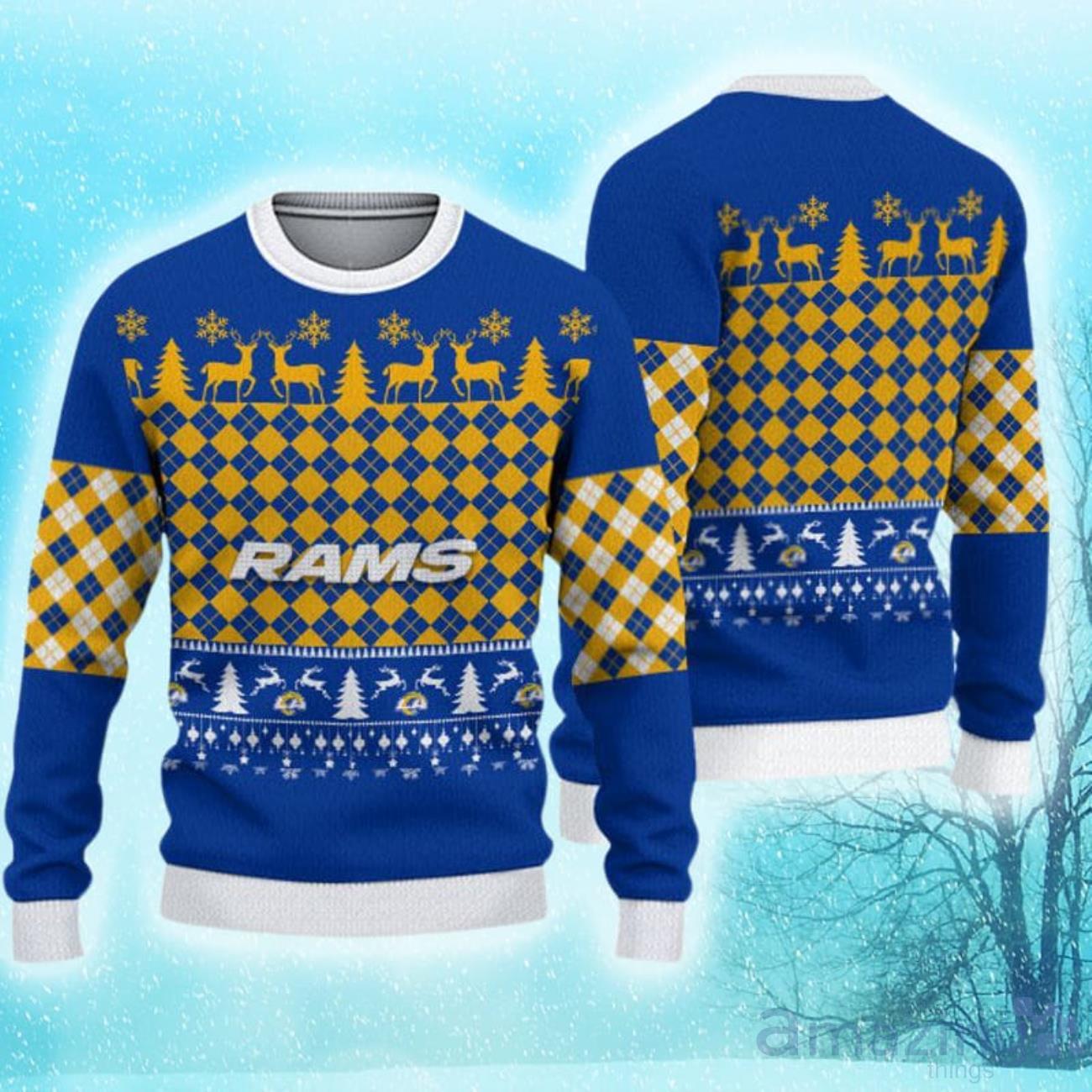 Los Angeles Rams Christmas Pattern Limited Edition Ugly Sweater For Fans image Los Angeles Rams Christmas Pattern Limited Edition Ugly Sweater For Fans Product Photo 1
