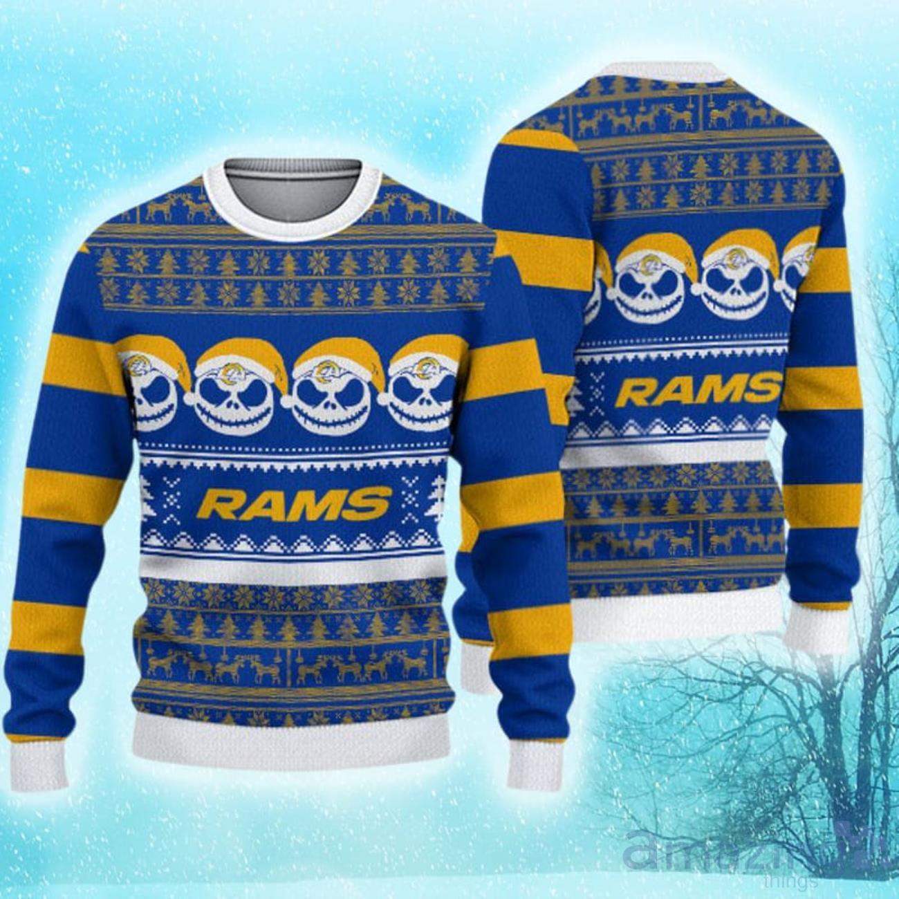 Los Angeles Rams Christmas Reindeer Pattern Limited Edition Ugly Sweater image Los Angeles Rams Christmas Reindeer Pattern Limited Edition Ugly Sweater Product Photo 1