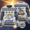 Los Angeles Rams Fans Logo Snowflake Pattern Ugly Christmas Sweater Grey