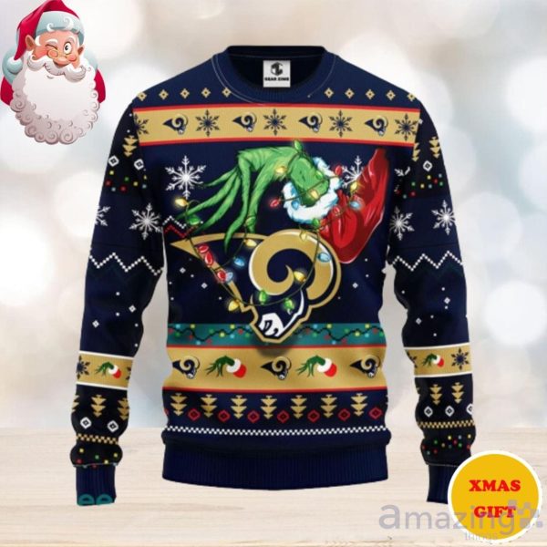 Los Angeles Rams Grinch Hand Funny Ugly Sweater Gift For Christmas
