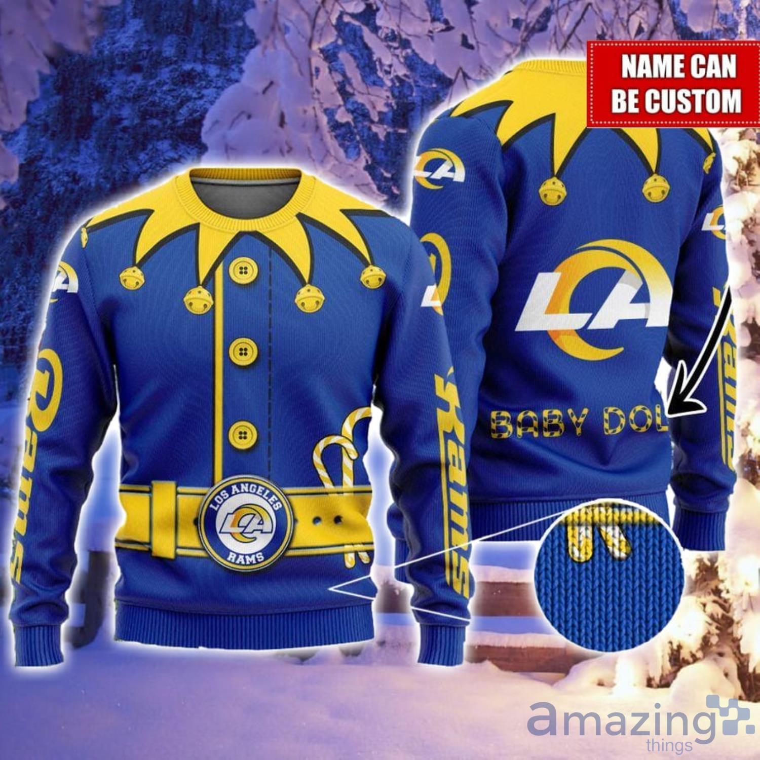 NFL Los Angeles Rams Custom Name And Number Ugly Christmas Sweater