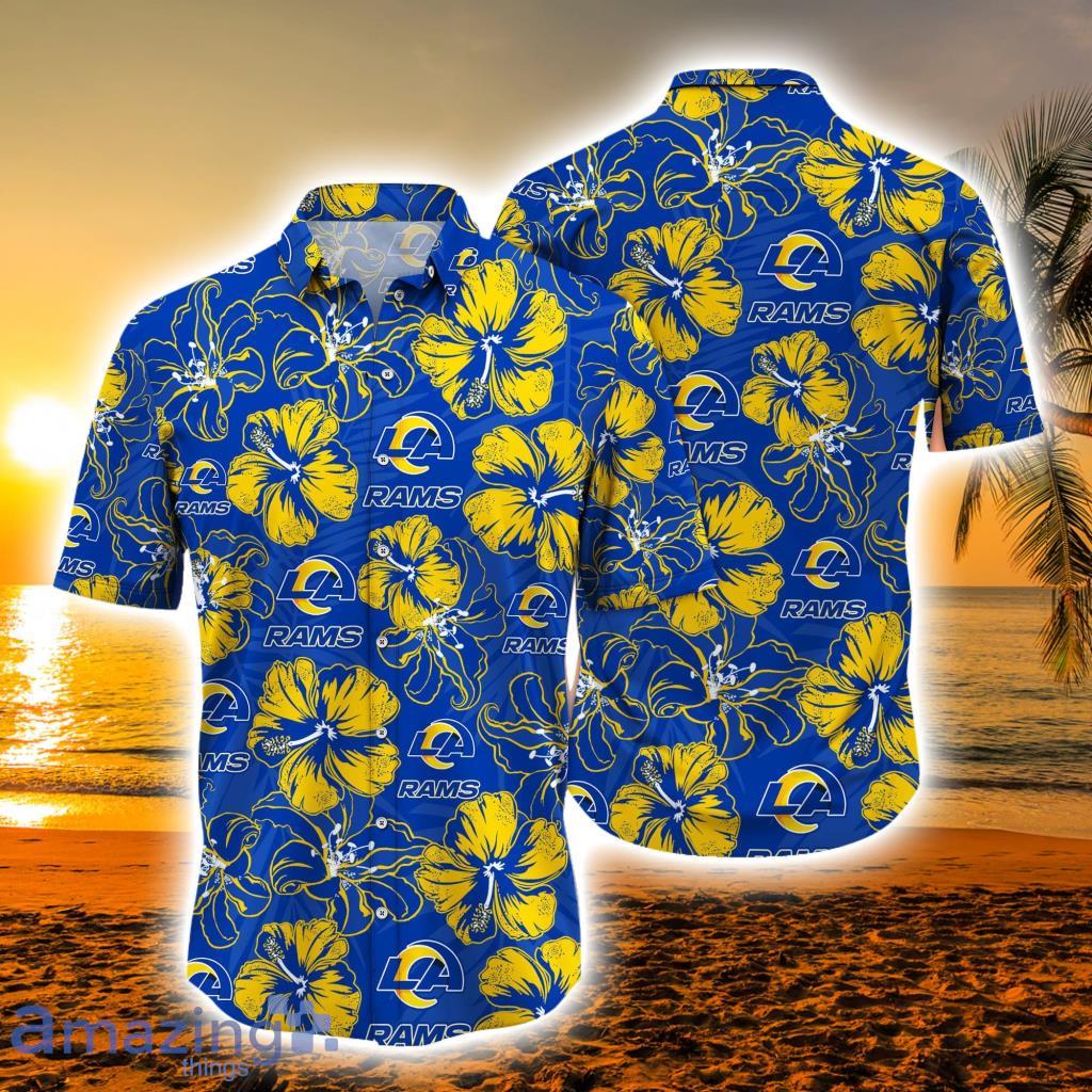 Los Angeles Rams NFL Mens Tropical Sunset Button Up Shirt