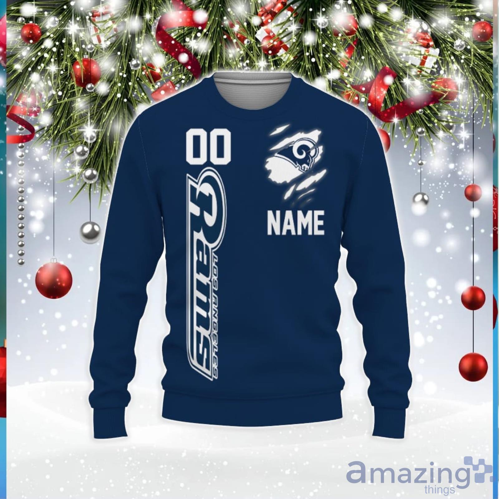 NFL Los Angeles Rams Bethlehem 3D Knitted Christmas Sweater Custom Number  And Name - YesItCustom