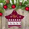 Louisiana-Monroe Warhawks Ceramic Ornament Christmas Pixel Art Tartan Background