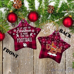 Louisiana-Monroe Warhawks Ceramic Ornament Christmas Pixel Art Tartan Background Gift For Xmas Product Photo 2