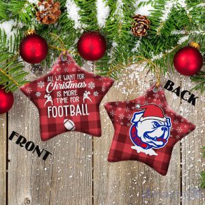 Louisiana Tech Bulldogs Ceramic Ornament Christmas Pixel Art Tartan Background Product Photo 2