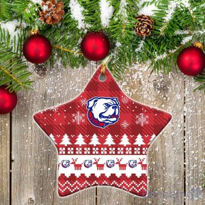 Louisiana Tech Bulldogs Ceramic Ornament Christmas Pixel Art Tartan Background Gift For Xmas Product Photo 1