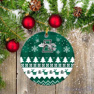 Loyola-Maryland Greyhounds Ceramic Ornament Christmas Pixel Art Tartan Background Product Photo 2
