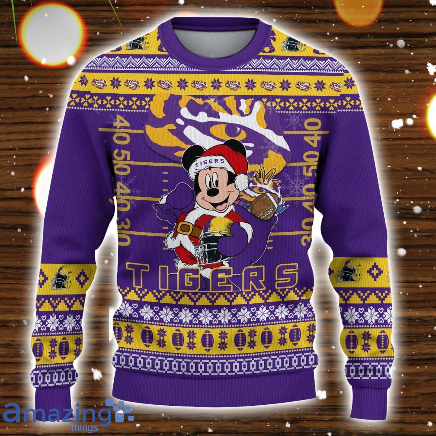 LSU Tigers Mickey Player Custom Name And Number Ugly Christmas Sweater image LSU Tigers Mickey Player Custom Name And Number Ugly Christmas Sweater Product Photo 2
