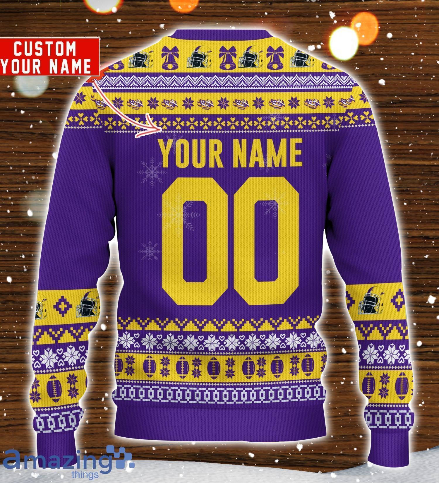 LSU Tigers Mickey Player Custom Name And Number Ugly Christmas Sweater image LSU Tigers Mickey Player Custom Name And Number Ugly Christmas Sweater Product Photo 3
