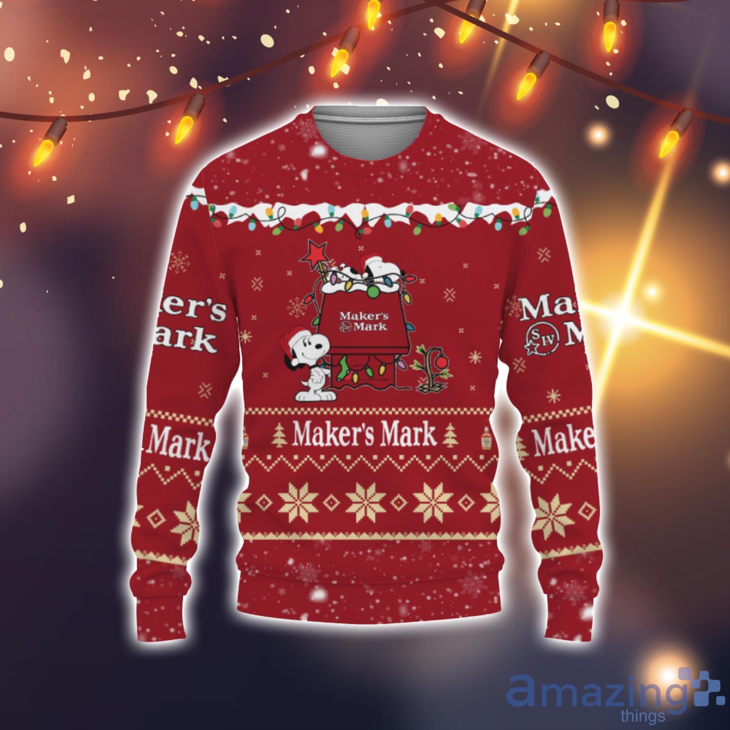 Maker’s Mark Whiskey American Whiskey Beers Snoopy House Cute Christmas Gift Ugly Christmas Sweater image Maker’s Mark Whiskey American Whiskey Beers Snoopy House Cute Christmas Gift Ugly Christmas Sweater Product Photo 1