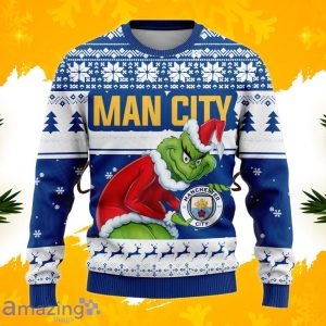 Man City Grinch Ugly Christmas Sweater Custom Number & Name Product Photo 2