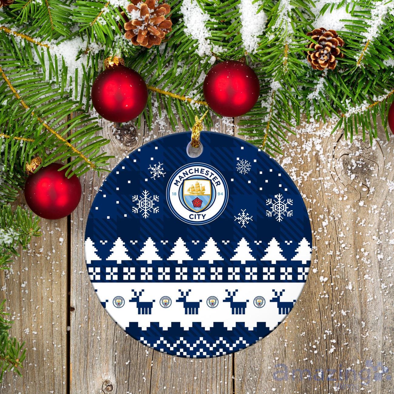 Manchester City Ceramic Ornament Christmas Pixel Art Tartan Background image Manchester City Ceramic Ornament Christmas Pixel Art Tartan Background Product Photo 2