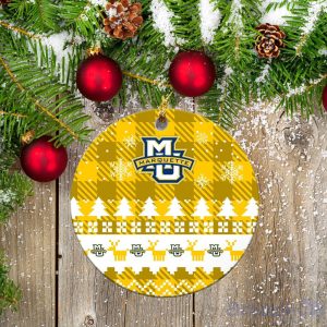 Marquette Golden Eagles Ceramic Ornament Christmas Pixel Art Tartan Background Product Photo 2