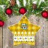 Marquette Golden Eagles Ceramic Ornament Christmas Pixel Art Tartan Background