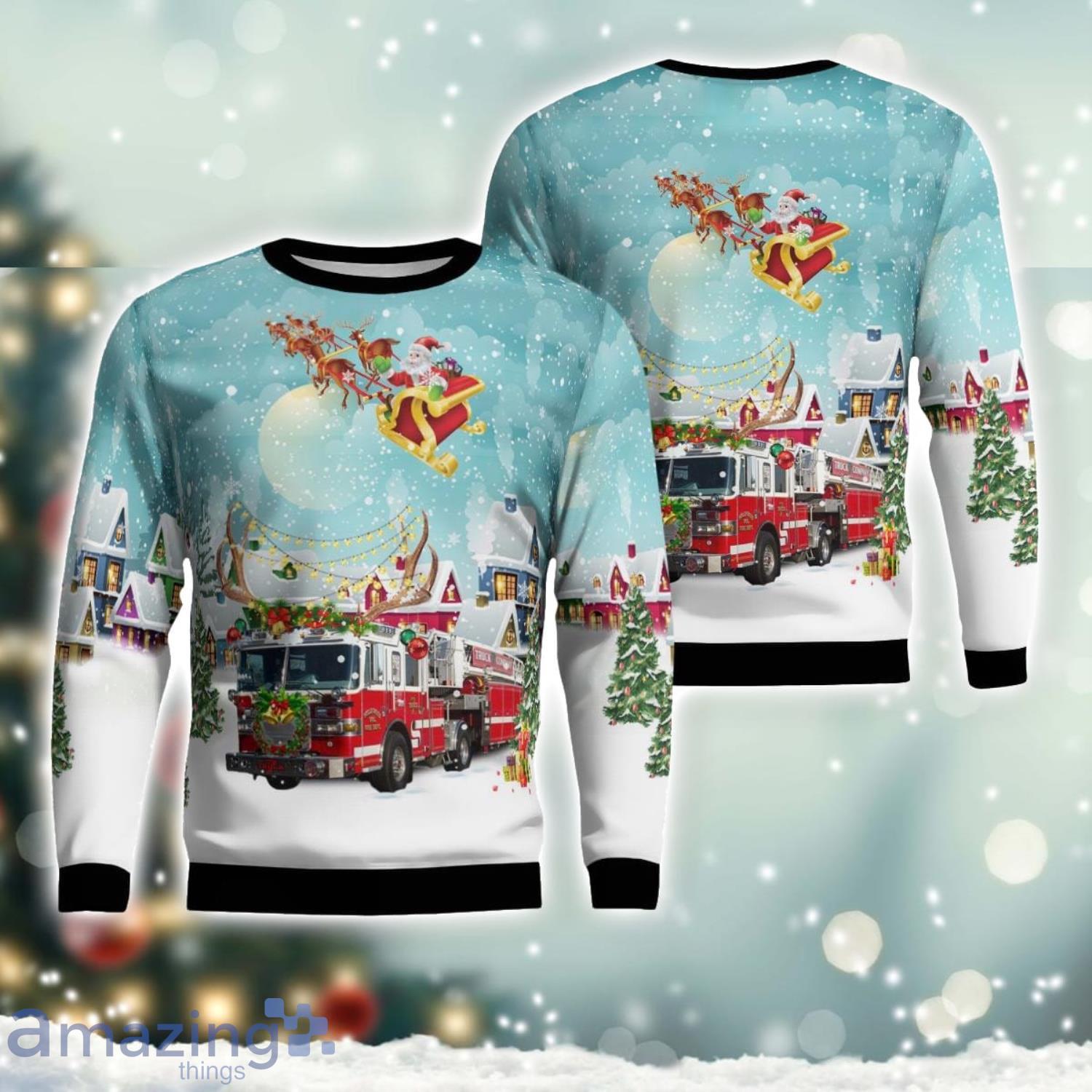 Maryland Hollywood Volunteer Fire Department Christmas Ugly Sweater Christmas Holidays Gift image Maryland Hollywood Volunteer Fire Department Christmas Ugly Sweater Christmas Holidays Gift Product Photo 1