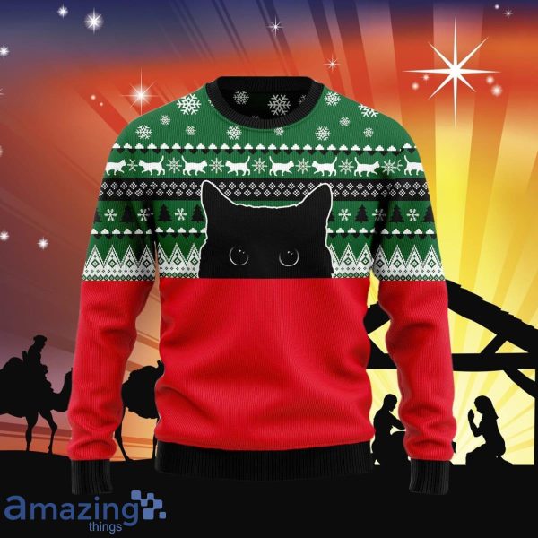 Meow Meow Black Cat Ugly Christmas Sweater Style Gift For Men And