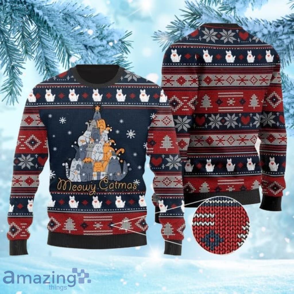 Meowy Catmas Christmas Cats Tree Ugly Christmas Sweater image Meowy Catmas Christmas Cats Tree Ugly Christmas Sweater Product Photo 1