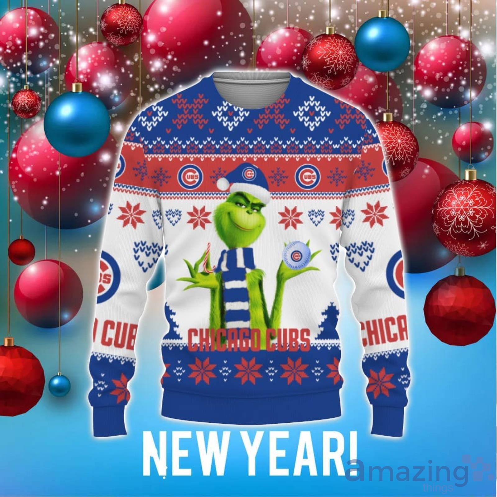 Grinch Cute Chicago Cubs 3D Unisex Christmas T-Shirt Hot Trend For