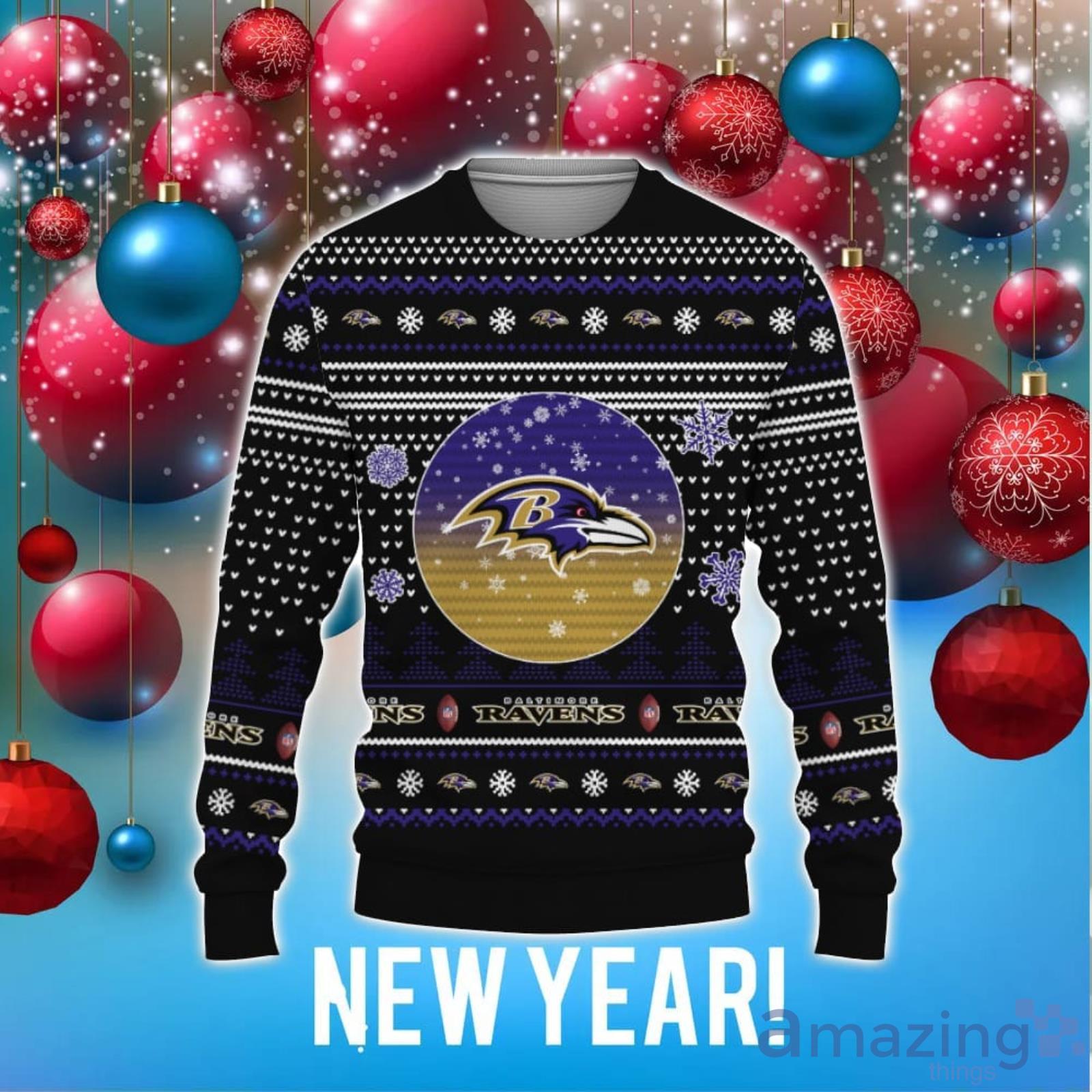 3D Print Baltimore Ravens Sweater NFL Football Fans Ugly Christmas