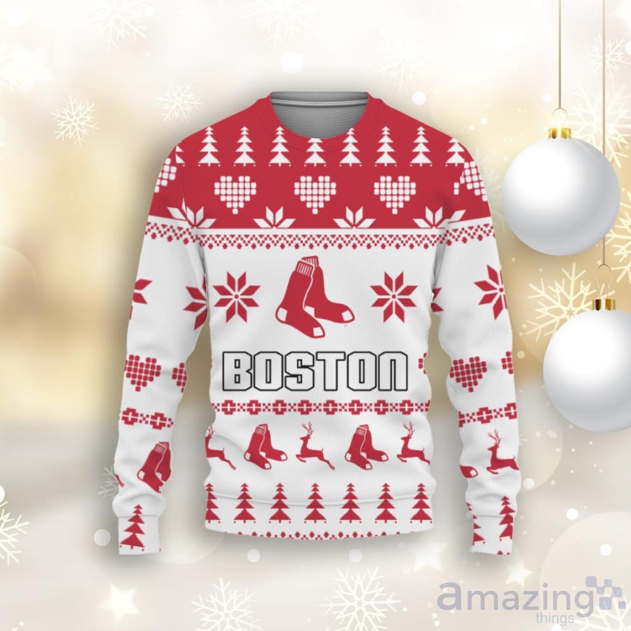Merry Christmas Ugly Sweater Funny Boston Red Sox Unisex Gifts For Fan