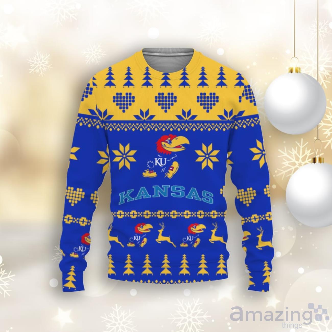 Merry Christmas Ugly Sweater Funny Kansas Jayhawks Unisex Gifts