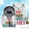 Merry Flamingo On Christmas Day Fleece Zip Hoodie