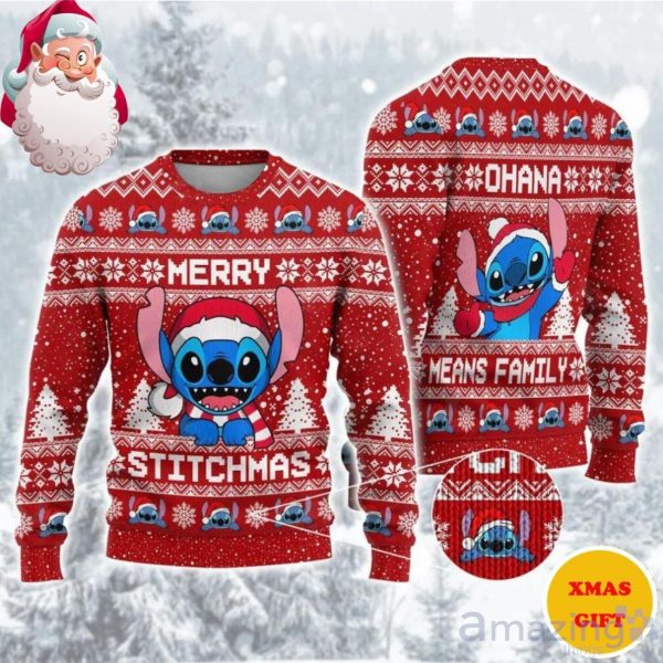 Santa Stitch Merry Xmas Lilo And Stitch Disney Gifts AOP Print