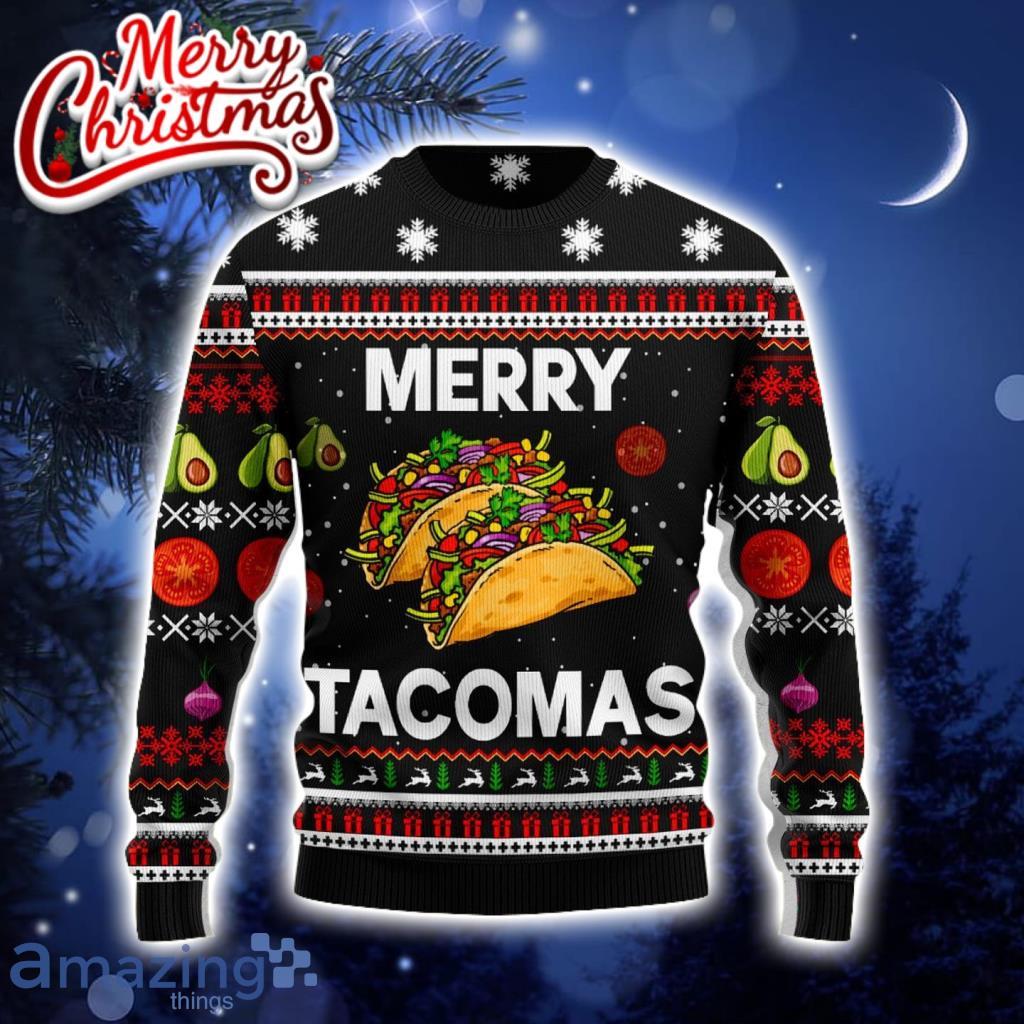 Merry Tacomas Ugly Christmas Sweater 3D Gift For Men And Women image Merry Tacomas Ugly Christmas Sweater 3D Gift For Men And Women Product Photo 1