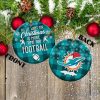 Miami Dolphins Ceramic Ornament Christmas Pixel Art Tartan Background