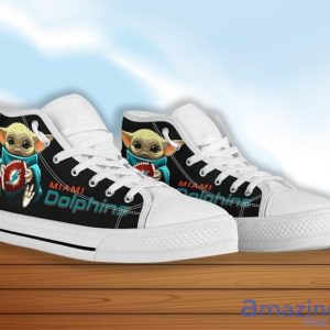 Miami Dolphins Cute Baby Yoda High Top Shoes Style Sneakers For Men Women Product Photo 3