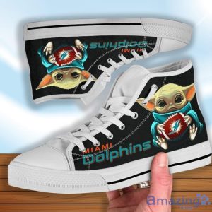 Miami Dolphins Cute Baby Yoda High Top Shoes Style Sneakers For Men Women Product Photo 4