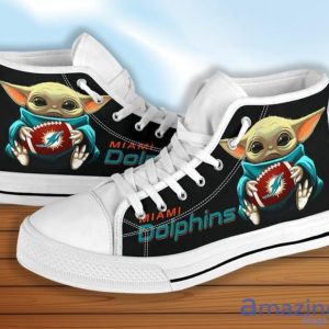 Miami Dolphins Cute Baby Yoda High Top Shoes Style Sneakers For Men Women Product Photo 1