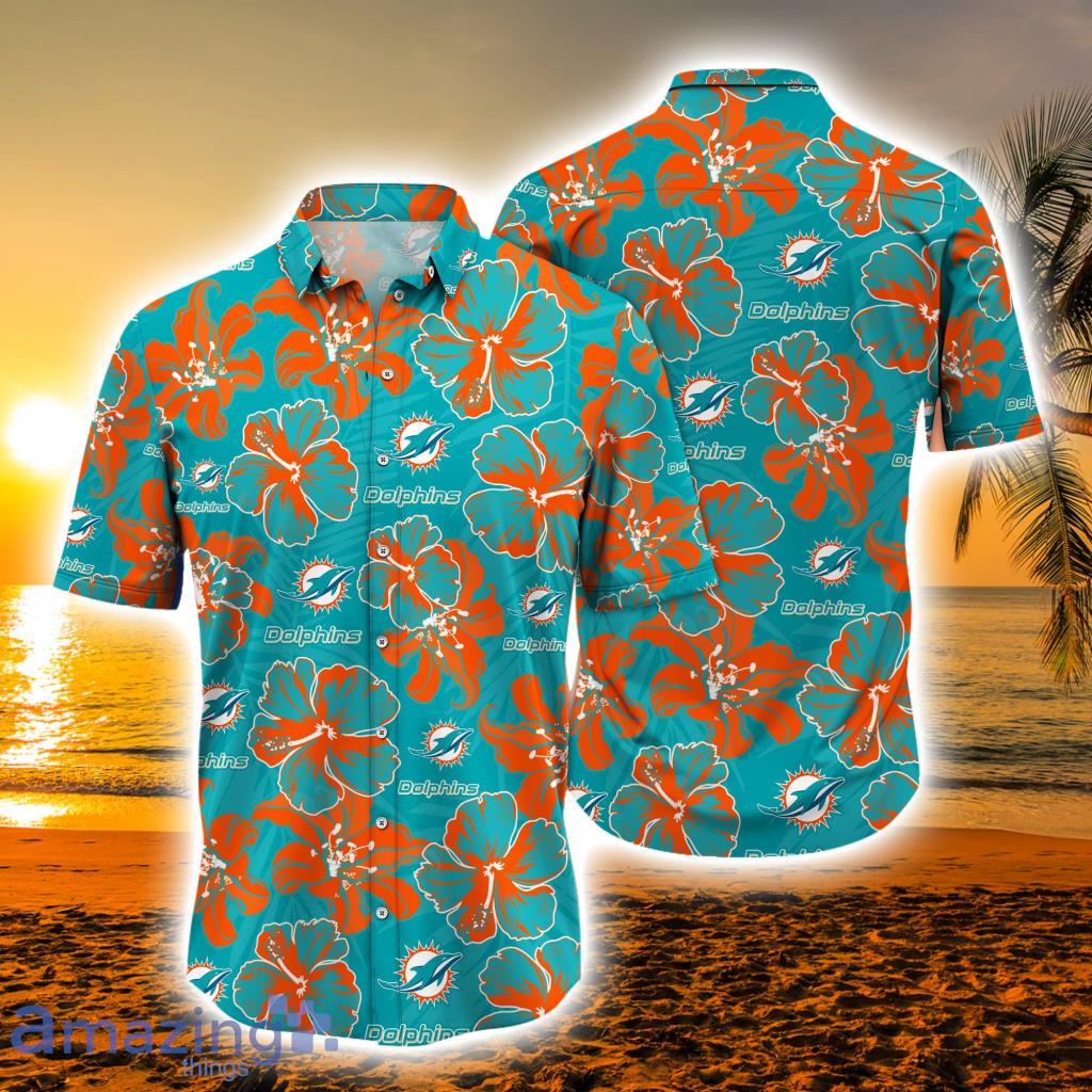 Miami Dolphins 2 Piece Hawaiian Shirts Beach Shorts Set Casual Zip