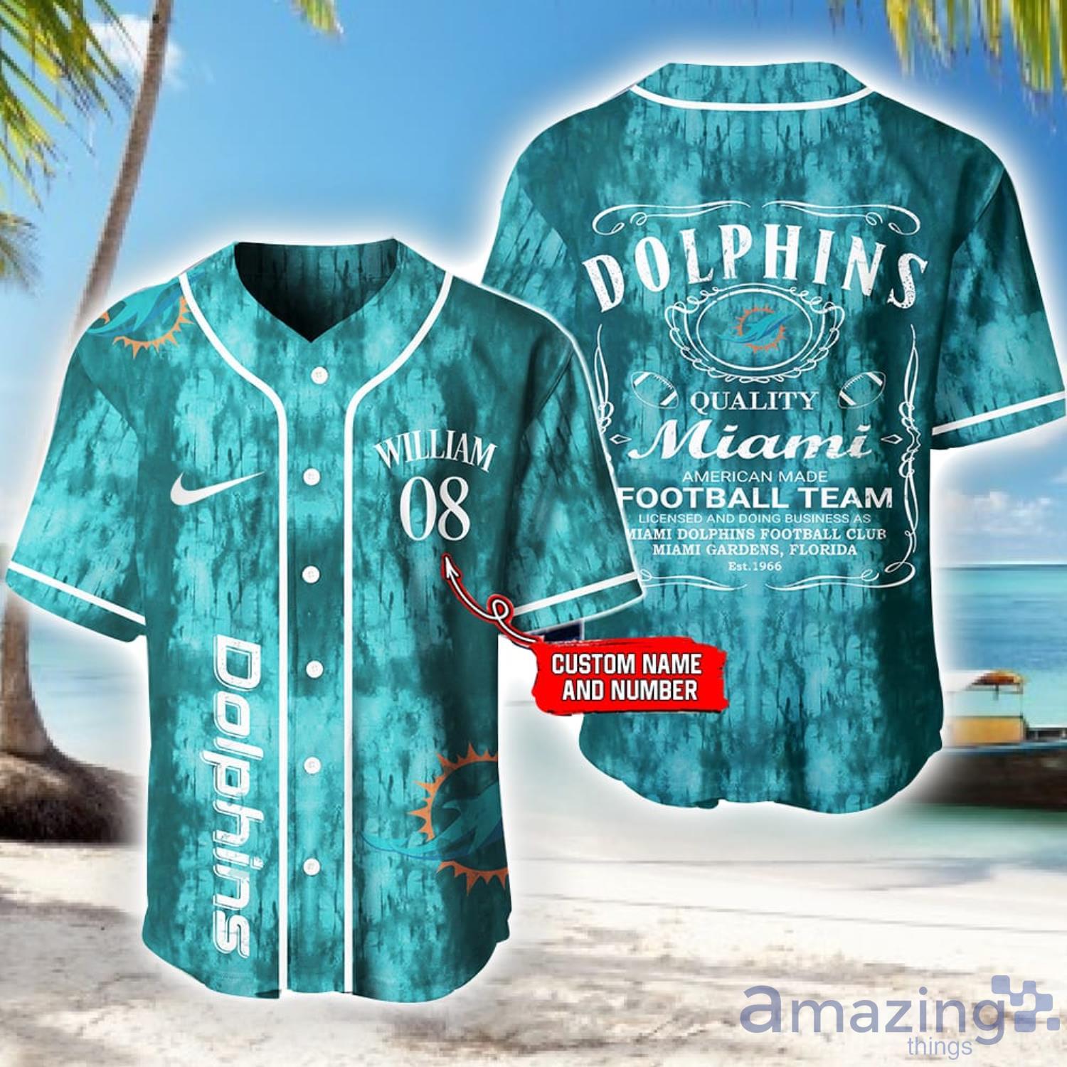 Miami Dolphins Personalized NFL Swoosh Pattern Jersey Baseball Shirt Custom  Number And Name - Banantees