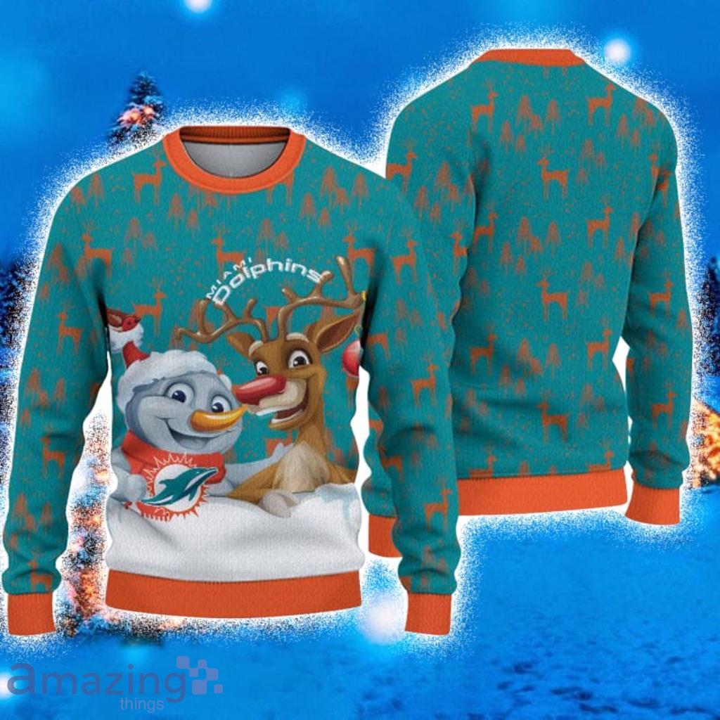 Miami Dolphins Christmas Big Reindeer Pattern Christmas Gift 3D