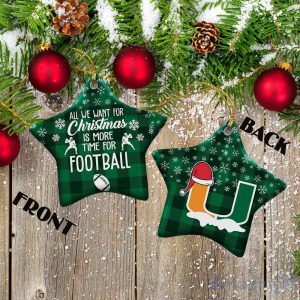 Miami Hurricanes Ceramic Ornament Christmas Pixel Art Tartan Background Product Photo 2
