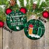 Miami Hurricanes Ceramic Ornament Christmas Pixel Art Tartan Background
