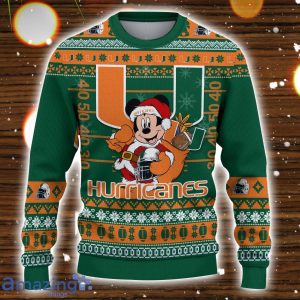 Miami Hurricanes Mickey Player Custom Name And Number Ugly Christmas Sweater Product Photo 2