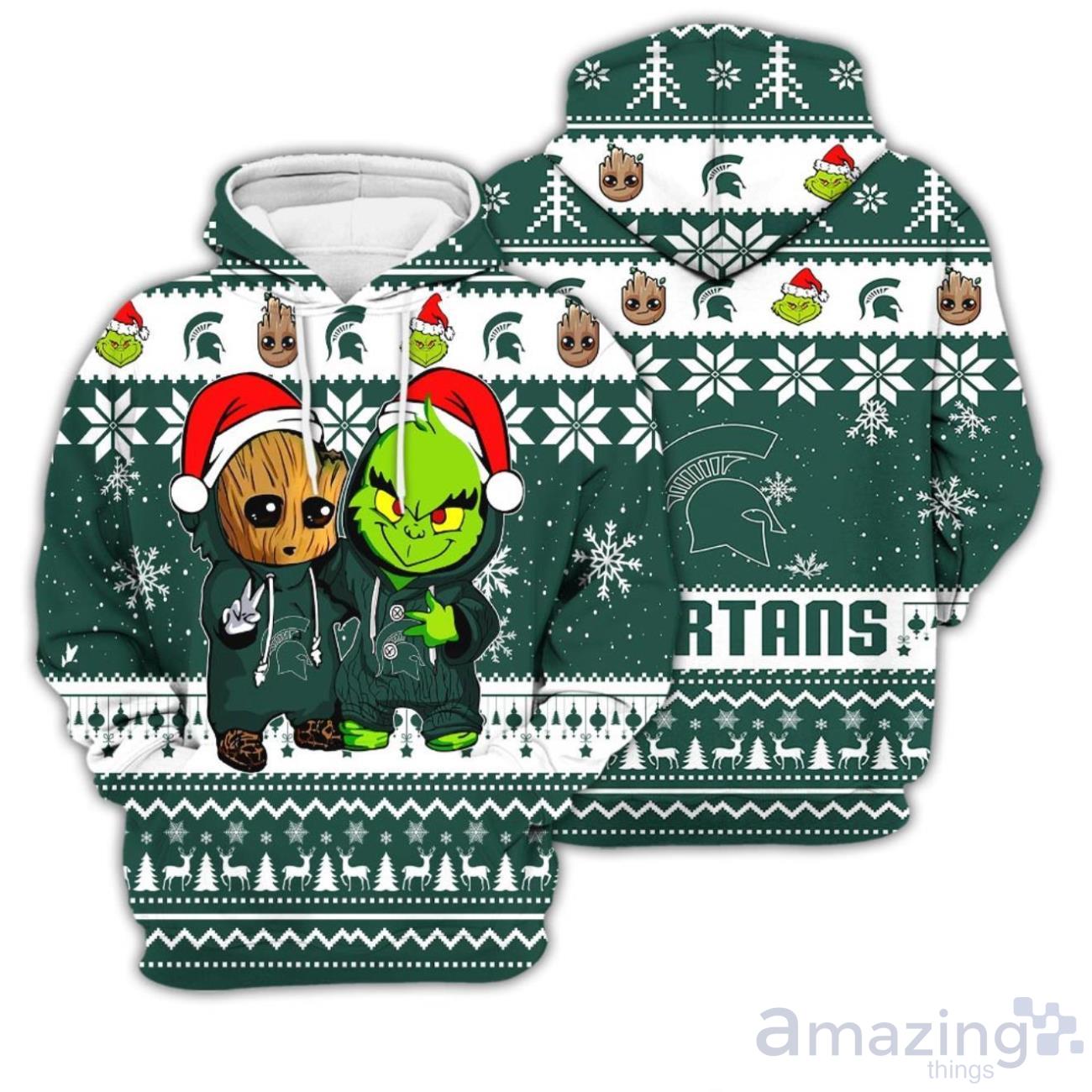 Miami Dolphins Baby Groot And Grinch Best Friends New Trends Christmas Gift  3D Hoodie For Men And Women