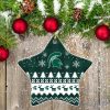 Michigan State Spartans Ceramic Ornament Christmas Pixel Art Tartan Background