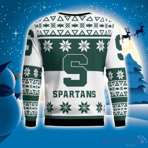 Michigan State Spartans Logo Big Snowflake Pattern Ugly Christmas Sweater Product Photo 2
